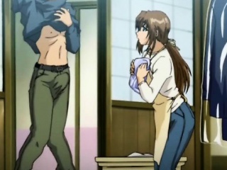 Anime chick gets ass spanked and gives BJ