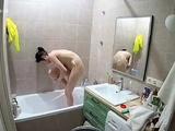 Sexy black amateur caught taking a shower on hidden cam