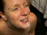 Amateur Facial Bukkake on Cum-Loving Slut