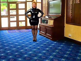Golf Club Course Public Slut Cathy in Shiny PVC High Heels