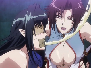 Tied up hentai babe gets her pussy and ass toyed